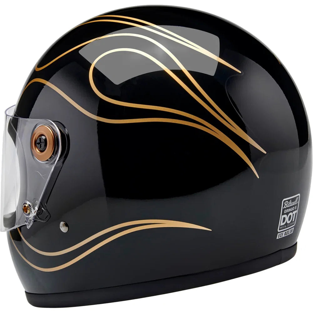 Casco gringo s llamas negro brillo